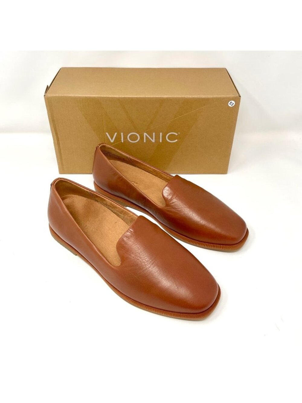 Vionic Willa 2.0 Loafer Tan Tumbled Leather Women's Size 6W Comfort Slip On Shoe